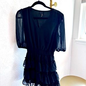 1. State tiered ruffle black mini dress